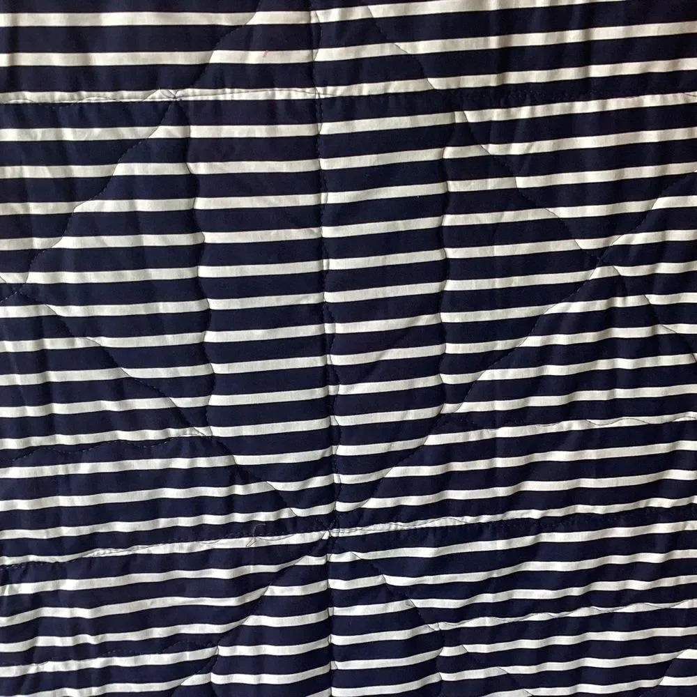 NWT. Hand Crafted Pink and Black Striped With Roses Floral Quilt